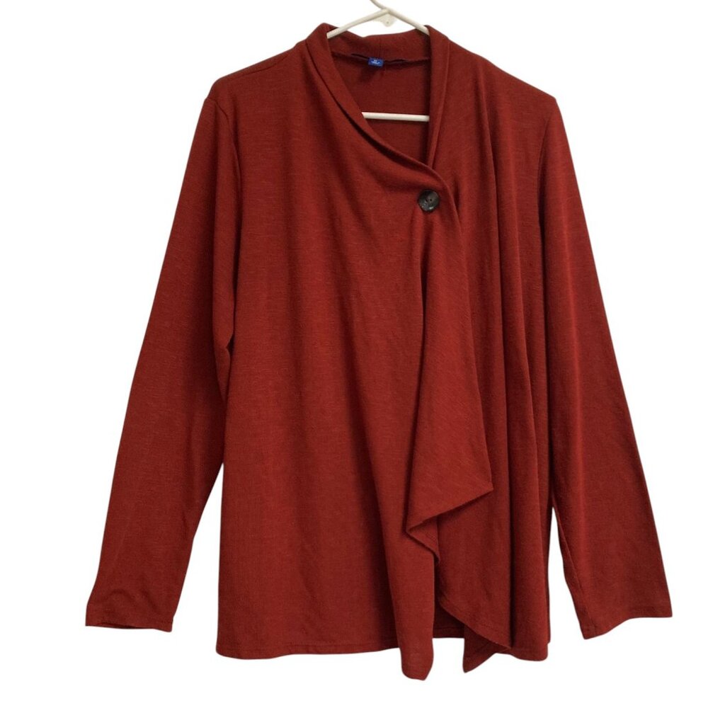 Women's APT 9 Lightweight Asymmetrical Single Button Cardigan Sweater XL Maroon